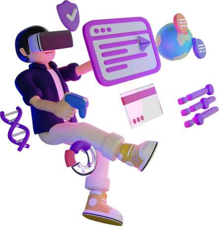 3D Purple Metaverse VR Boy Wolrd